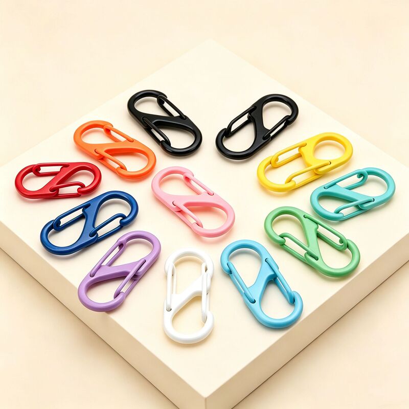 Colorful Figure-8 Buckle S-Shaped Carabiner Multifunctional Keychain Portable Anti-Loss Clip Cute Pendant Clasp