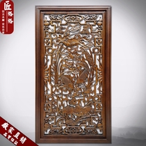 Dongyang wood carving pendants hollow camphor wood carving rectangle has more than vertical screen solid wood carving crafts