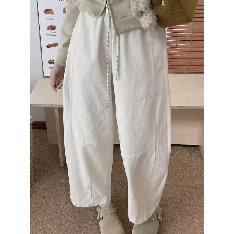 Pants King Old Money Style｜Woven Balloon Jeans. White Jeans (Fleece Lined) 6637