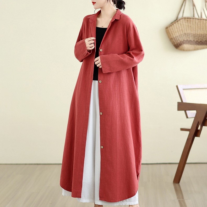 2026 Autumn New Artistic Casual Style Minimalist Draped Long Trench Coat