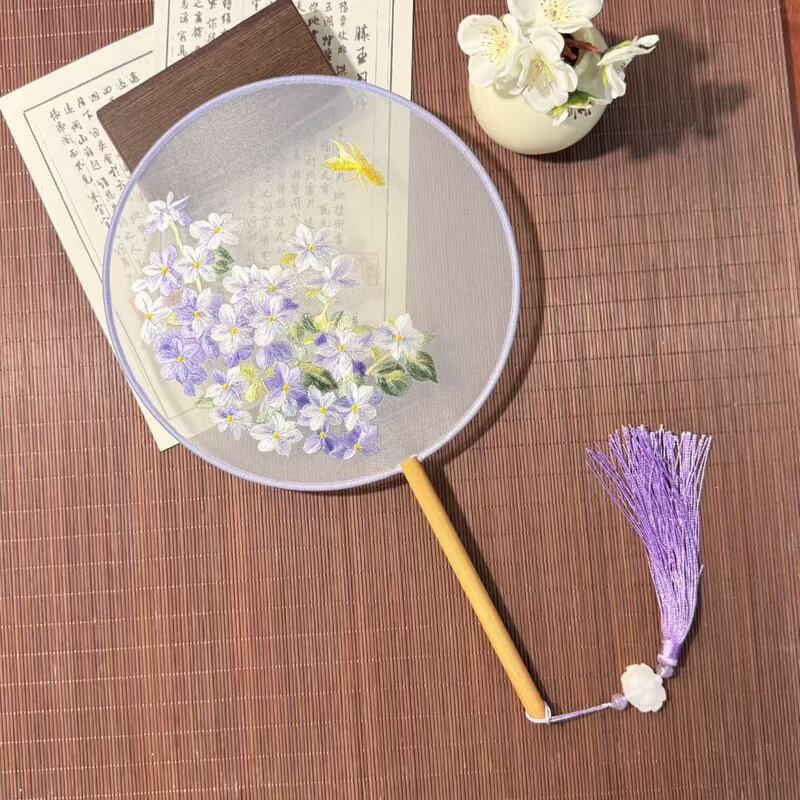 Wanji Chinese Style Traditional Embroidery Round Fan Suzhou Embroidery Round Fan New Chinese Style Hanfu Dance Fan Craft Fan Wanji Chinese Style Traditional Embroidery Round Fan Suzhou Embroidery Round Fan New Chinese Style Hanfu Dance Fan Craft Fan