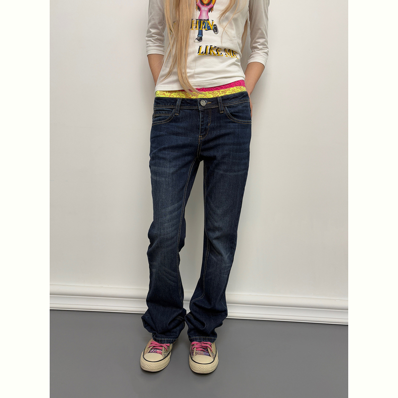 Zyrviss Micro-Flared Low-Waist Dark Blue Washed Embroidered Pocket Floral Vintage Millennium Stretch Versatile All-Season Jeans Zyrviss Micro-Flared Low-Waist Dark Blue Washed Embroidered Pocket Floral Vintage Millennium Stretch Versatile All-Season Jeans