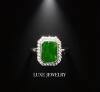 Natural Grade A jadeite Burmese S925 silver square ring (diversity number one)