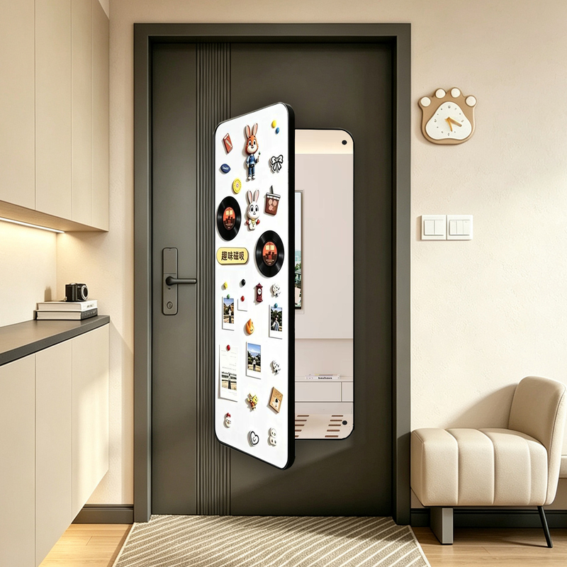 Magnetic Adhesive Writing Board Behind the Door, Full-Length Mirror, No-Drill Refrigerator Hidden Dressing Mirror, Invisible Glass Mirror