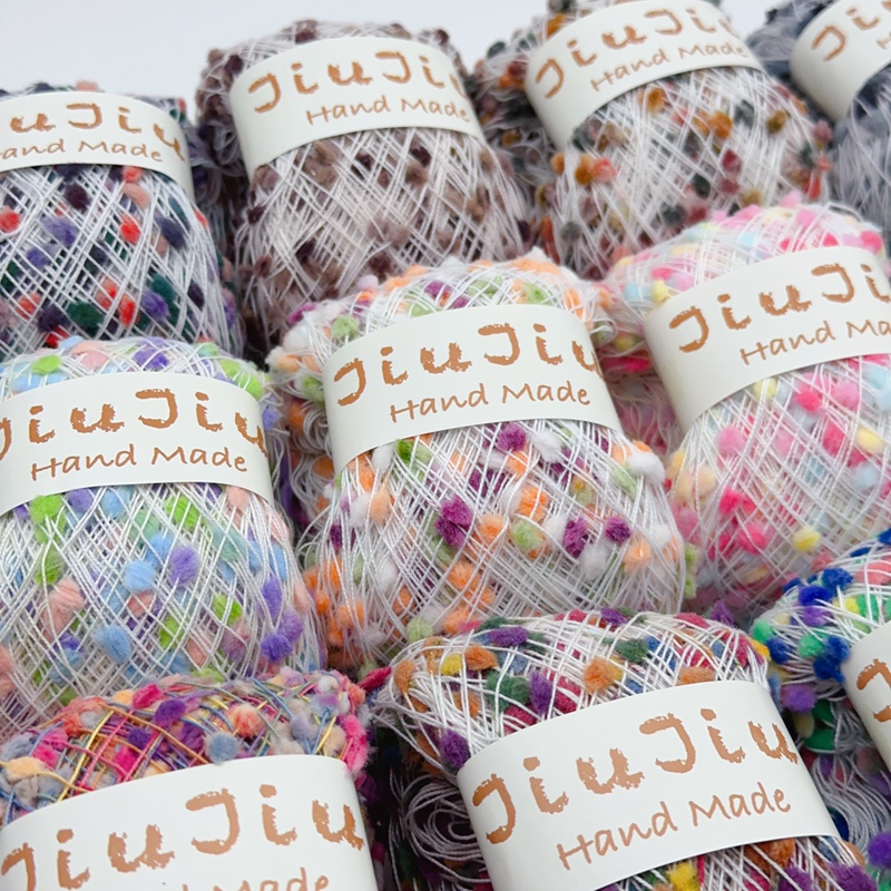 Jiujiu Ping Pong Yarn Colorful Ball Yarn Beaded Yarn for Hand Knitting Sweaters, Scarves, Beaded Yarn for Knitting Needles and Crochet Hooks