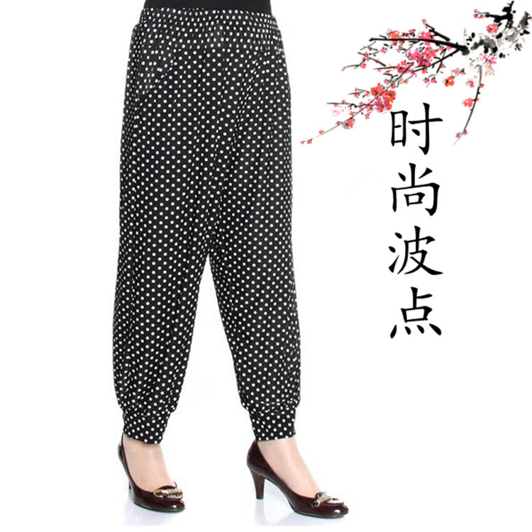 2018 mùa hè ăn mặc vuông nhảy cây ra hoa kích thước lớn rộng chân quốc gia phong cách giản dị mẹ váy cao eo đa- hoa loại chín quần váy cho phụ nữ trung niên
