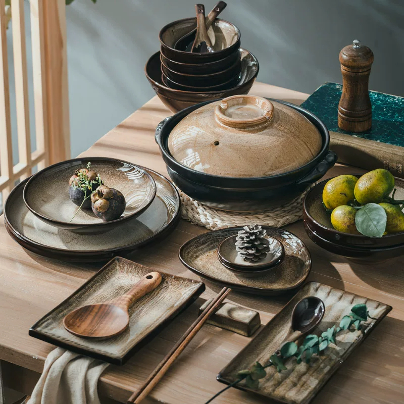 Crockery Set for Home Use, Jingdezhen Purple Clay Kiln-Fired Tableware Combination, High-End Japanese-Style Plates and Dishes, Chinese-Style and Japanese-Inspired Light Luxury Crockery Set for Home Use, Jingdezhen Purple Clay Kiln-Fired Tableware Combination, High-End Japanese-Style Plates and Dishes, Chinese-Style and Japanese-Inspired Light Luxury