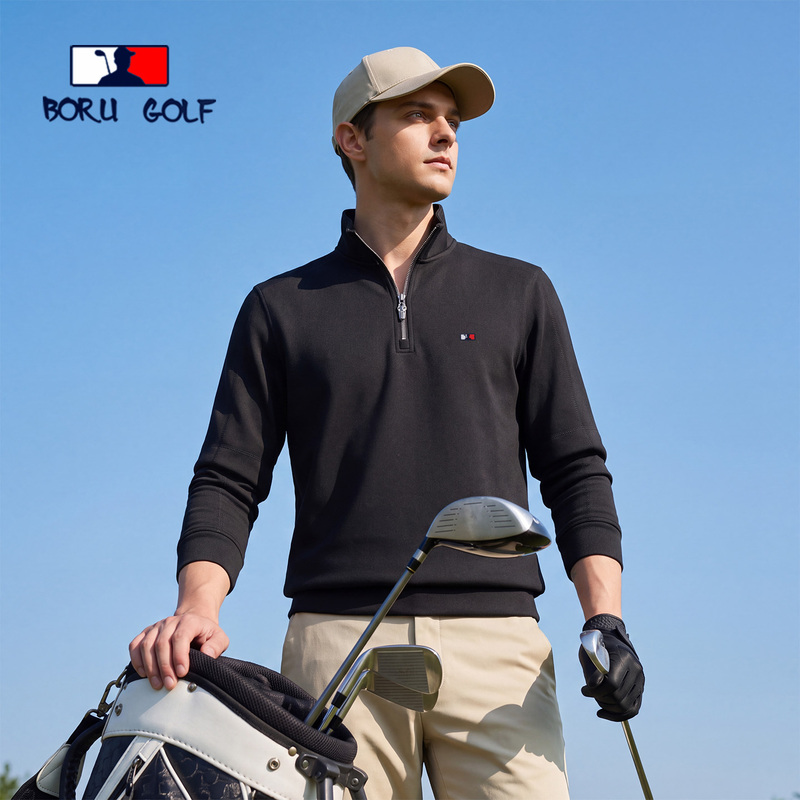 Boru Golf High-End Men's Half-High Collar Casual Long-Sleeved Zipper Sweatshirt Winter T-Shirt for Men Boru Golf High-End Men's Half-High Collar Casual Long-Sleeved Zipper Sweatshirt Winter T-Shirt for Men