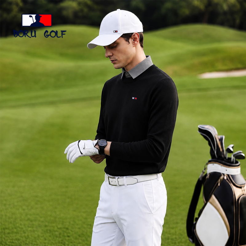 Boru Golf Men's Winter New Faux Two-Piece Fleece Sweater Warm Sweatshirt for Men