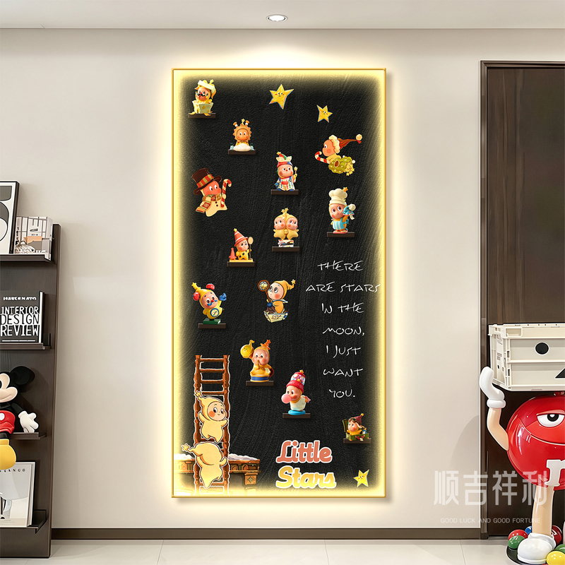 Creative Star-Themed Entrance Decoration Painting, Cute Cartoon Wall Art for the Front Door, High-End Led Lighted Wall Art Creative Star-Themed Entrance Decoration Painting, Cute Cartoon Wall Art for the Front Door, High-End Led Lighted Wall Art