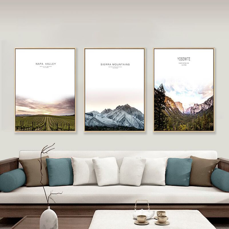 Nordic Style Living Room Decoration Painting Sofa Background Wall Mural Modern Minima Pleasant family dining room Bedroom Triple Hang Painting