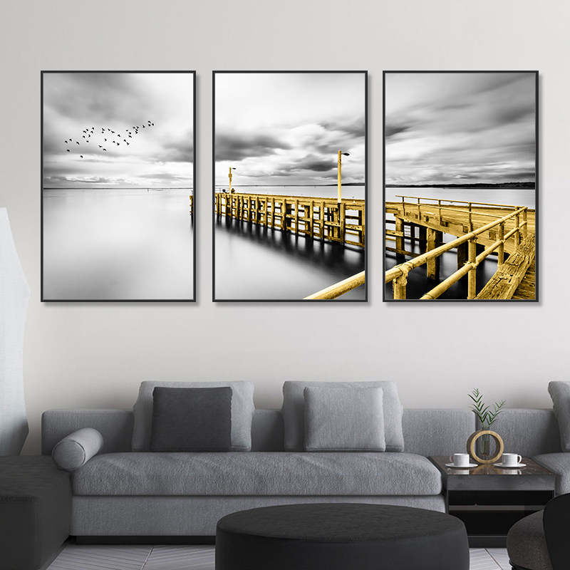 Living room decoration painting Nordic sofa background wall hanging painting light luxury bedroom modern simple dining room atmosphere triple hanging painting