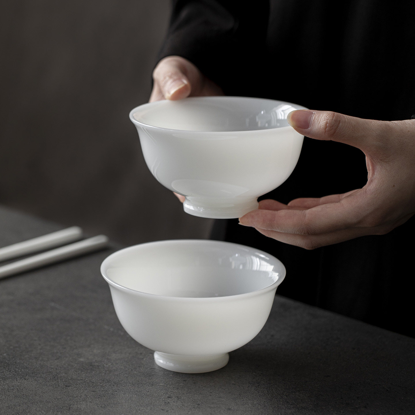 冰种璞玉瓷碗家用盛饭碗精致高级白瓷餐具温润通透加厚防烫撇口碗-淘宝Taobao | 天猫Tmall