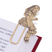 Book Guardian Bookmark British IF Cultural and Creative English Auxiliary Cartoon Original Creative Copper Metal Alice Cat Moon Star