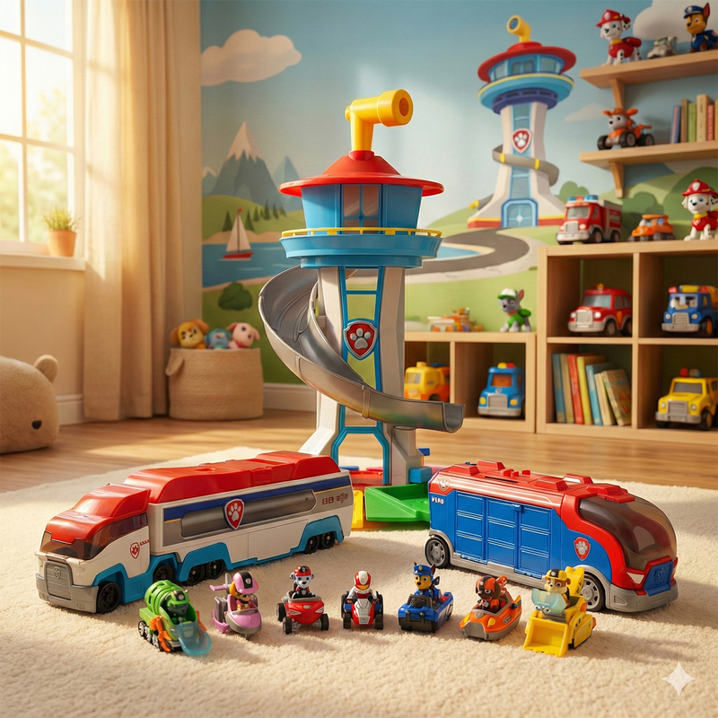 Wangwang Watchtower Toy Set: Children's Patrol Team Rescue Bus and Super Headquarters Set Wangwang Watchtower Toy Set: Children's Patrol Team Rescue Bus and Super Headquarters Set