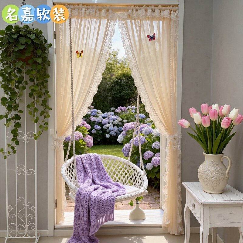 High-End Ultra-Soft French-Style Door Curtain, No-Drill Dreamy Sheer Curtain Partition for Bedroom Soft Decor, Paired with American-Style Warmth High-End Ultra-Soft French-Style Door Curtain, No-Drill Dreamy Sheer Curtain Partition for Bedroom Soft Decor, Paired with American-Style Warmth
