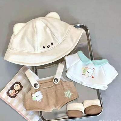 New 20cm baby clothes cotton doll, cute baby clothes, camping cat, cute doll, dress-up doll a1488