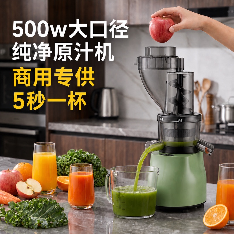 Lingjing Commercial Juicer 500W High Power Large Caliber Pulp Juice Separation Juicer for Stall Use