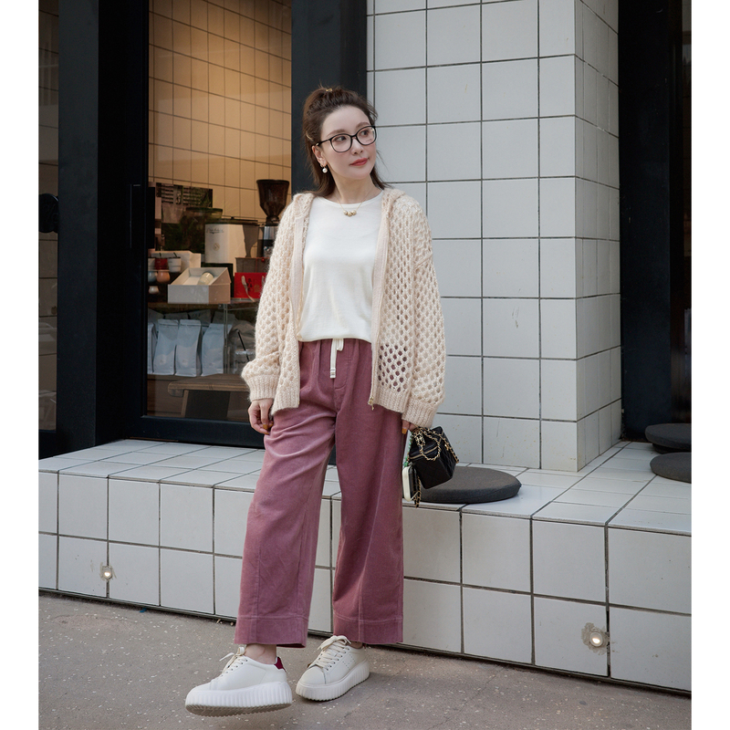 Lan Dada丨Add Order and Add Color Vintage Elastic Waist Drawstring Micro-Cocoon-Shaped Corduroy Pants 0619