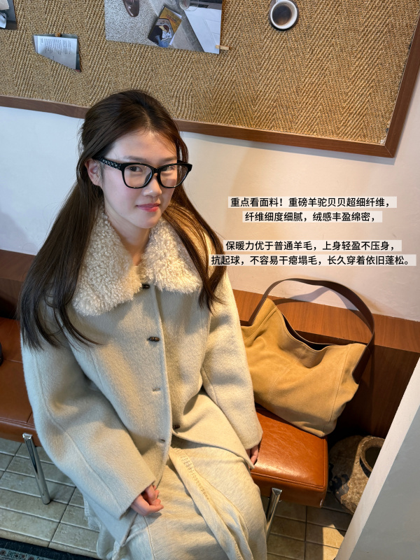 Joie Sense【Store Signature Coat】Heavyweight Alpaca Beibei Relaxed and Age-Reducing Real Fur Collar Lapel Coat Joie Sense【Store Signature Coat】Heavyweight Alpaca Beibei Relaxed and Age-Reducing Real Fur Collar Lapel Coat