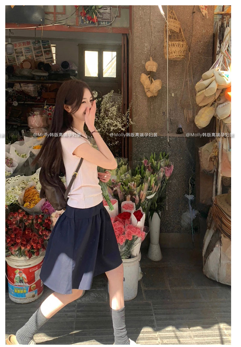 孕妇日系学院风半身裙子夏季薄款时尚显瘦百搭慵懒蓬蓬裙a字中裙 — 14