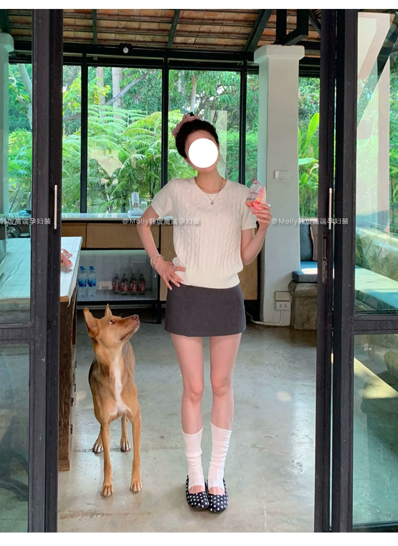 孕妇灰色西装包臀短裙春秋季外穿韩系显瘦A字半身裙不勒肚子裙子 — 10