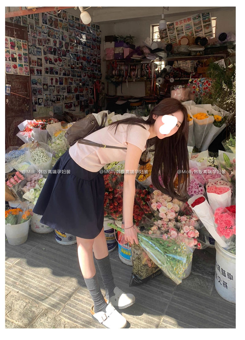 孕妇日系学院风半身裙子夏季薄款时尚显瘦百搭慵懒蓬蓬裙a字中裙 — 12