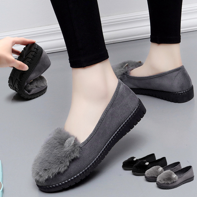 2019潮鞋新款秋冬季加绒妈妈鞋