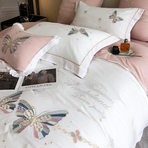 Pure cotton four pieces set 100 All cotton light extravagant High level Embroidery Bed sheet Quilt Kit kit Season Universal 4