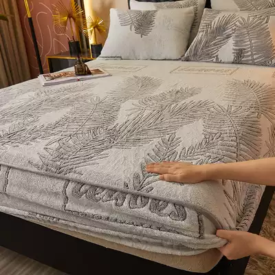 Thickened coral velvet bedspread single piece double-sided flannel snow velvet winter warm mattress cover