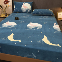 Coral velvet bed hats single piece of thick warm flange milk velvet bed cover non-slip fixed mattress set Cartoon