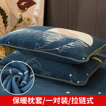 Flannel pillowcase 48cmx74cm pair of thick warm coral milk velvet pillow pillow in winter