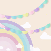 Buy three sends a semicircle color flag original macaron ice cream color hanging flag lakflower wall decoration festival dress up