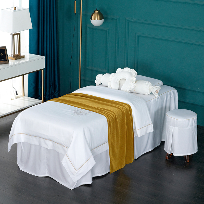 Chaoyu high-end beauty bed cover four-piece simple solid color beauty salon massage bed cover medical beauty white skin management