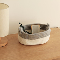 Desktop ins Intake Basket Snack containing basket Woven Thickened Cotton Thread Headboard Foldable Living-room Debris containing box