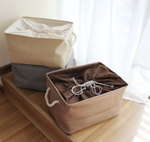 Japanese linen storage box clothes packing box toys large foldable storage box covered storage box