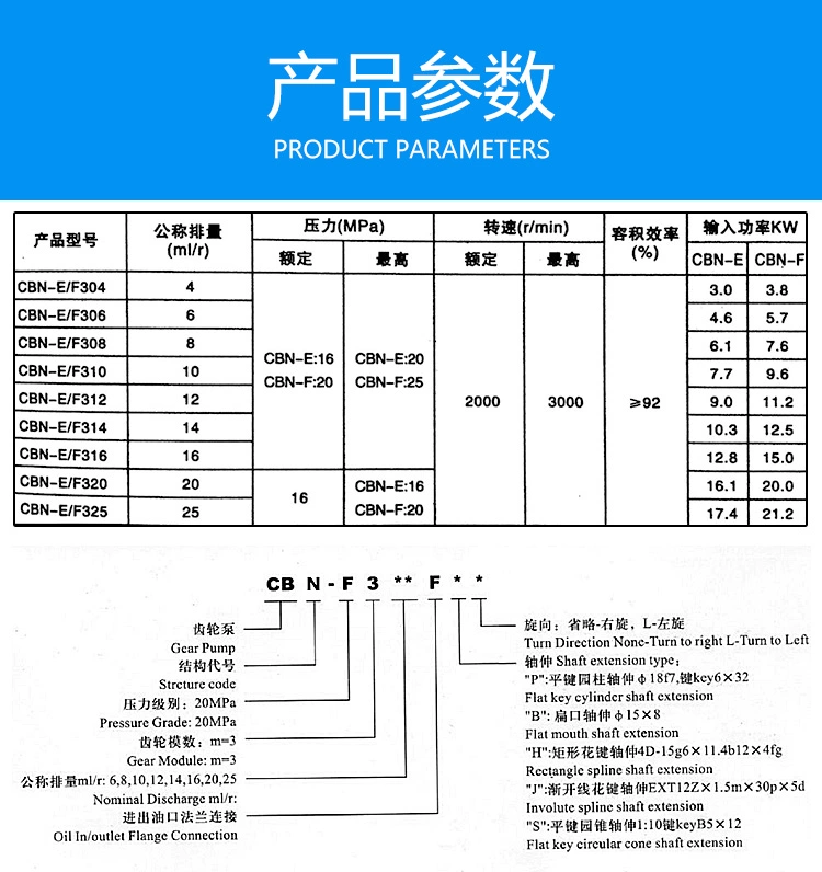 Bơm dầu thủy lực bơm bánh răng cao áp CBN-F304 306 308 310 312 314 316 320 325 van tăng áp thủy lực van dau thuy luc