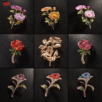 European and American flowers Luxurious Brooch Brooch Rose Water Drill Personality Temperament Sweaters Suit Skirt Accessories Chest Flowers Fresh Pins