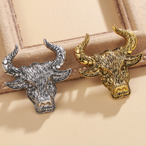 New creative bull head brooch Zodiac cow personality wild born year corsage womens clothing Joker small jewelry