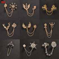 Chain brooch mens badge suit jacket accessories British retro sewn-free small button womens wild snowflake jewelry