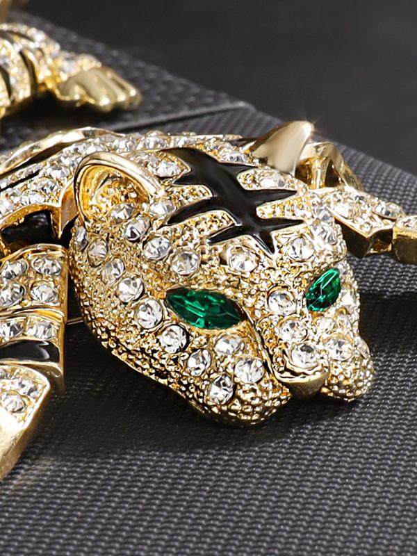 Heavy-Duty Original Exaggerated Tiger Brooch, Alloy Long Shawl Pin, Animal-Themed Bold Winter Clothing Accessory Decoration