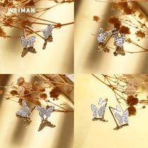 Butterfly ear nail small crowddesign senses delicate earrings 2021 new Japan-ROK female micro-inlaid earrings minimalist temperament version