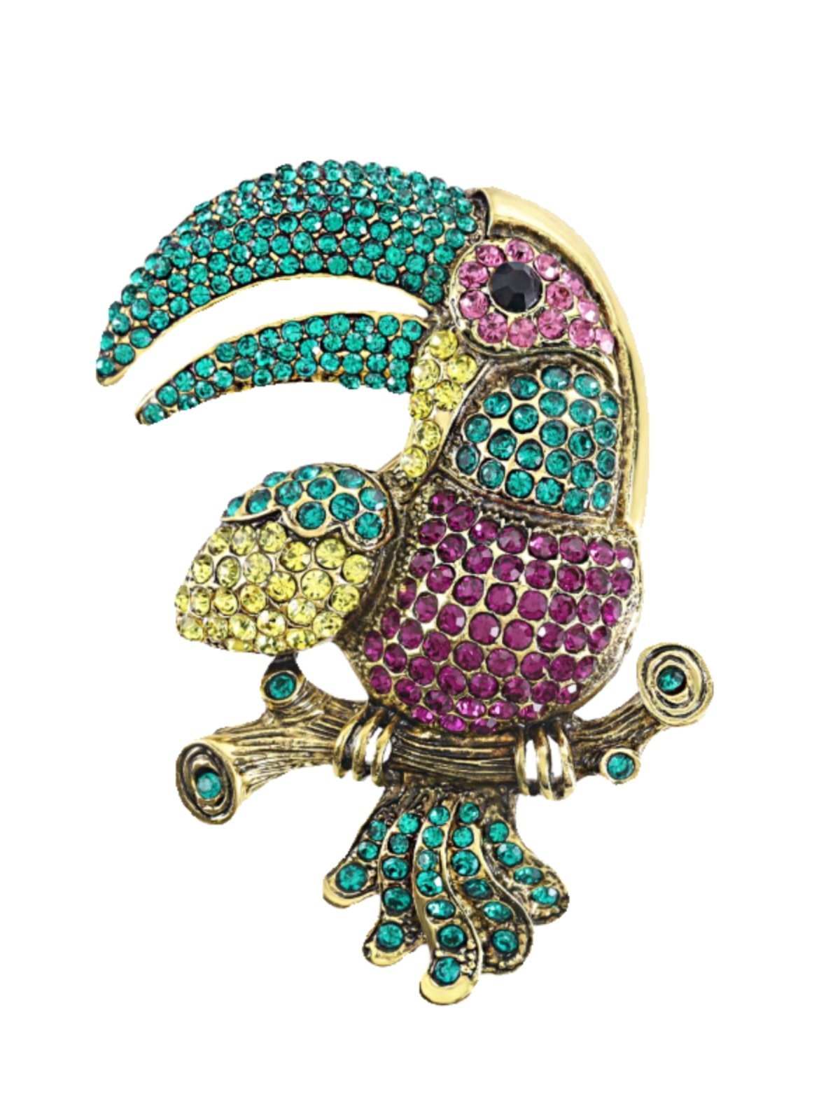 Exaggerated and Grandiose Animal Brooch with Full Rhinestone Alloy Design of a Toucan Parrot for Women, Suitable for Cross-Border Trade and Clothing Accessories