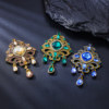 European and American Retro Light Luxury Palace-Style Brooch, Personalized Creative Crystal Glass Pendant, Suit Jacket Corsage Accessory