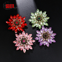 Crystal sunflower brooch female personality ins clothing fixed pin fashion atmospheric jacket corsage Korean jewelry