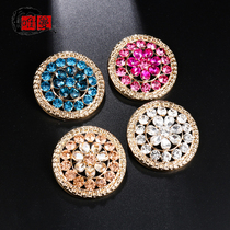 Korean crystal flower wheel brooch fashion gold disc fixed pin womens coat autumn and winter coat personality decorations
