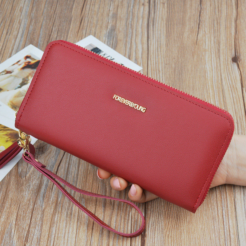 Women's clutch purse Women's long version of simple mobile phone bag Multi-functional large capacity fashion zipper wallet Leather wallet