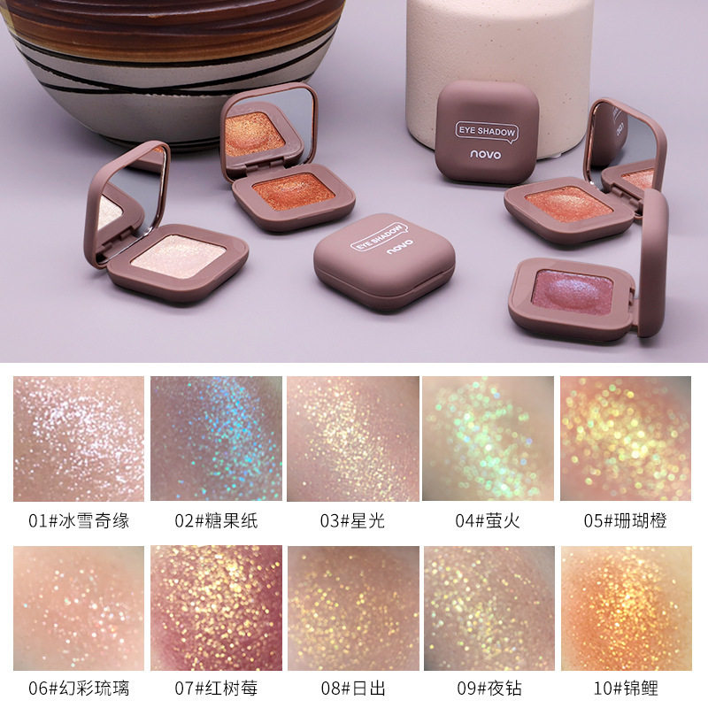 novo eye shadow plate ins super-fire affordable monochrome eye shadow pearlescent student glitter powder anti-crystal crystal sequins mashed potatoes