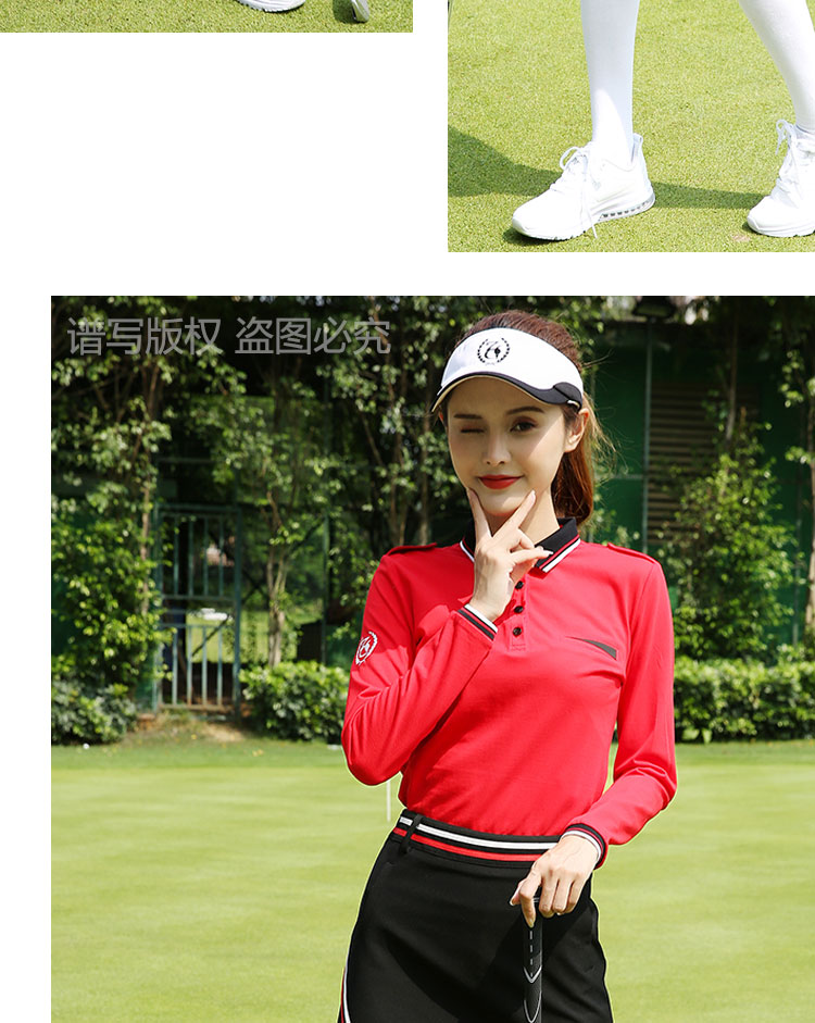 Mùa thu đông 2018 Quần áo golf ZG-6 Quần áo bóng golf nữ phù hợp với áo sơ mi dài tay Váy áo thun úi đựng gậy golf mini ping	