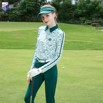 Printemps Automne ZG6 Golf Womens Clothing Lady Jersey Speed Dry Display Slim Long Sleeve Elastic T-Shirt Ink Green Long Pants